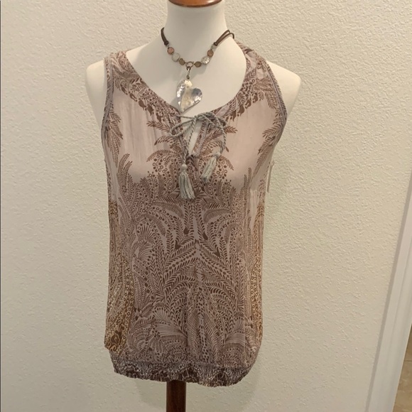 Sonoma Tan Gold Sleeveless Tie Front Tank Top - Picture 1 of 4